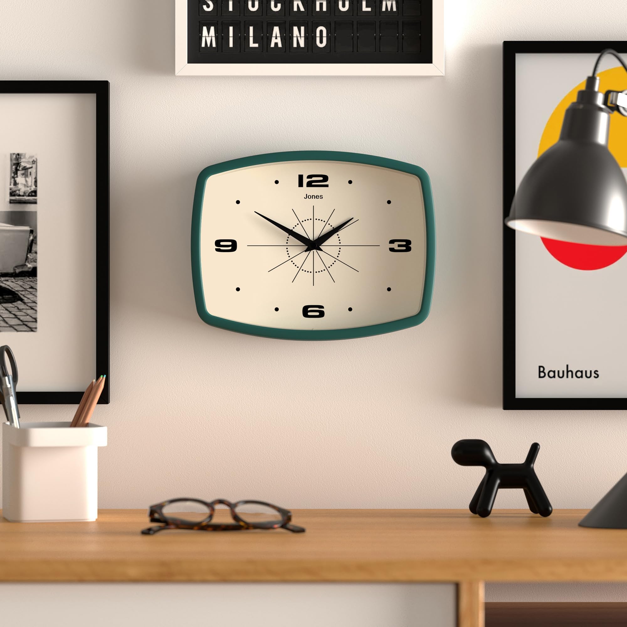 Jones Clocks® Movie wall clock, Eden Green, 19.5 x 25 x 4.5 cm - Image 4