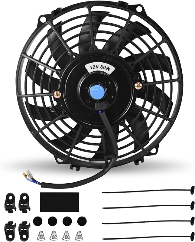Ventoinha elétrica para radiador Fsehyue 80 W 12 V reversível – 1 unidade
