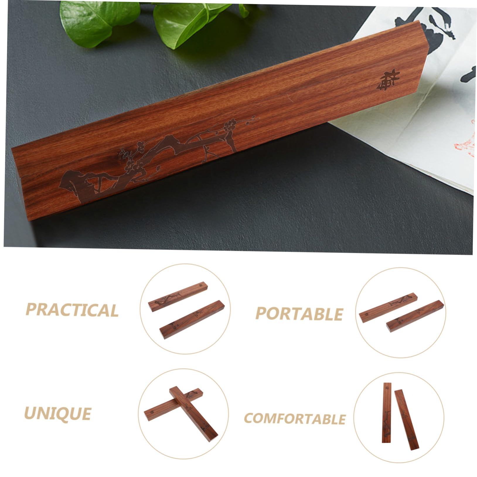 Toyvian künstlerische Briefbeschwerer Papier flach halten Kalligraphie-Briefbeschwerer fürs Büro Briefbeschwerer mit chinesischer Kalligrafie Briefbeschwerer bemalen Holz Schwarz
