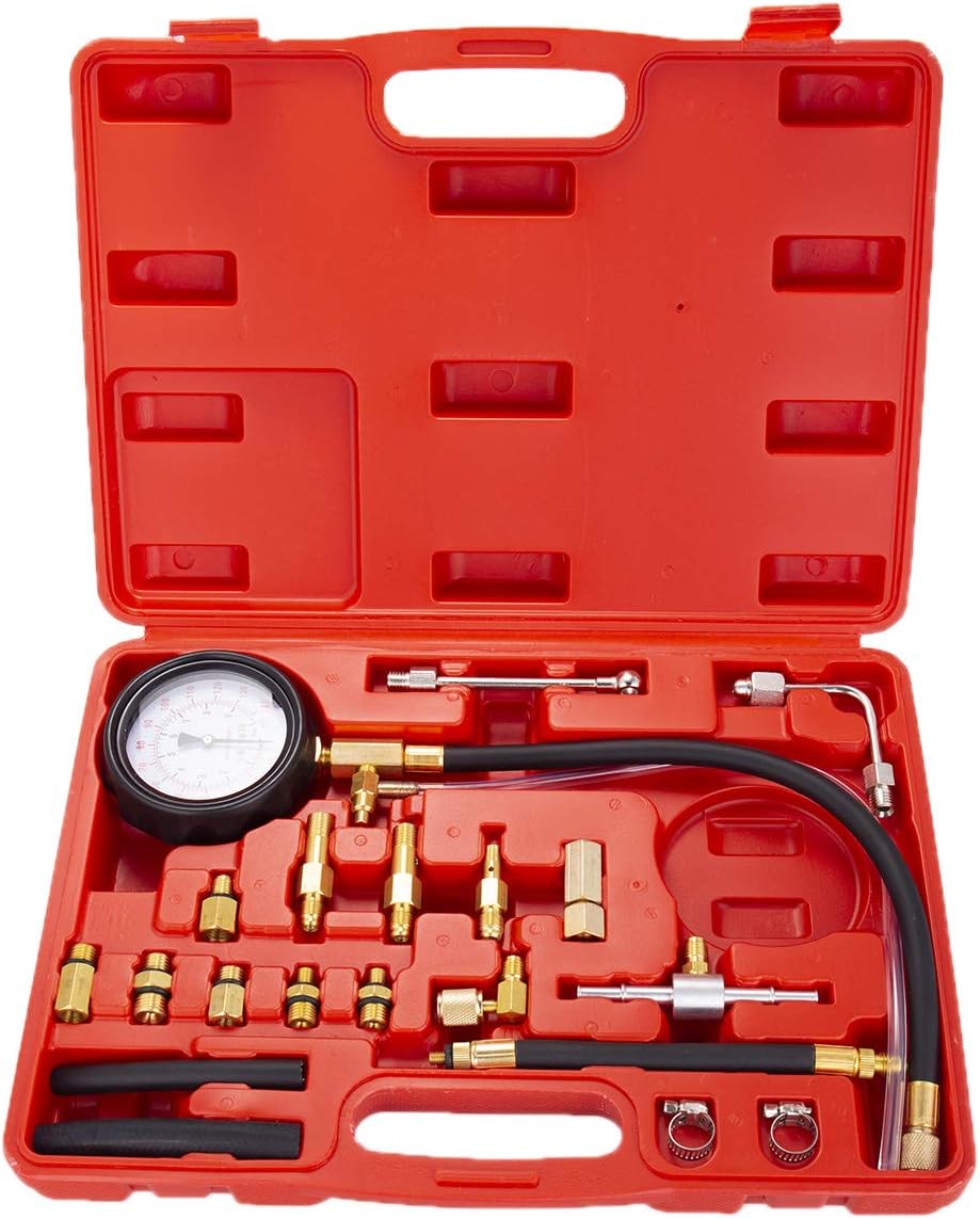 Auto Fuel Injection Pump Pressure(0-140PSI) Gauge Automotive Injector Test Gasoline Tester Tool Kit for Cars Trucks Vehicles Engine (Not for Diesel Vehicles)