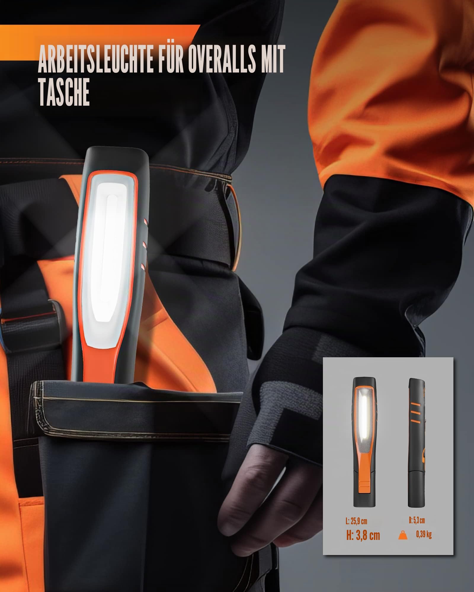 ENUOTEK 7W LED Baustrahler Arbeitslampe | IP65 Dimmbar, Werkstattleuchte Taschenlampe Inspektionsleuchte LED, mit Magnet und Zwei Haken, Hohe Helligkeit 700Lm