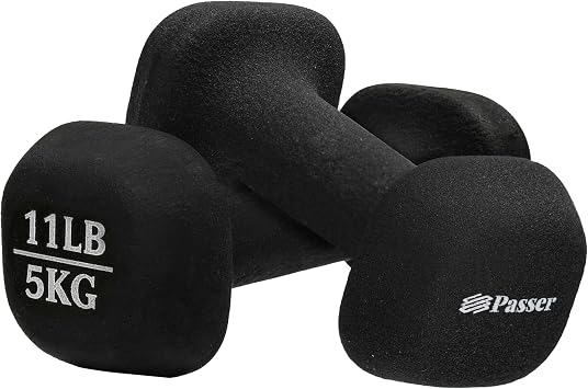Passer Neoprene Dumbbell Pairs Hand Weights Set of 2 Each 1.1/2.2/4.4/6.6/11 Lbs, Anti-Roll Square,Small Dumbbells for Women Men Arm Weights - Yoga, Pilates, Gym, Home - Strength Training, Workout