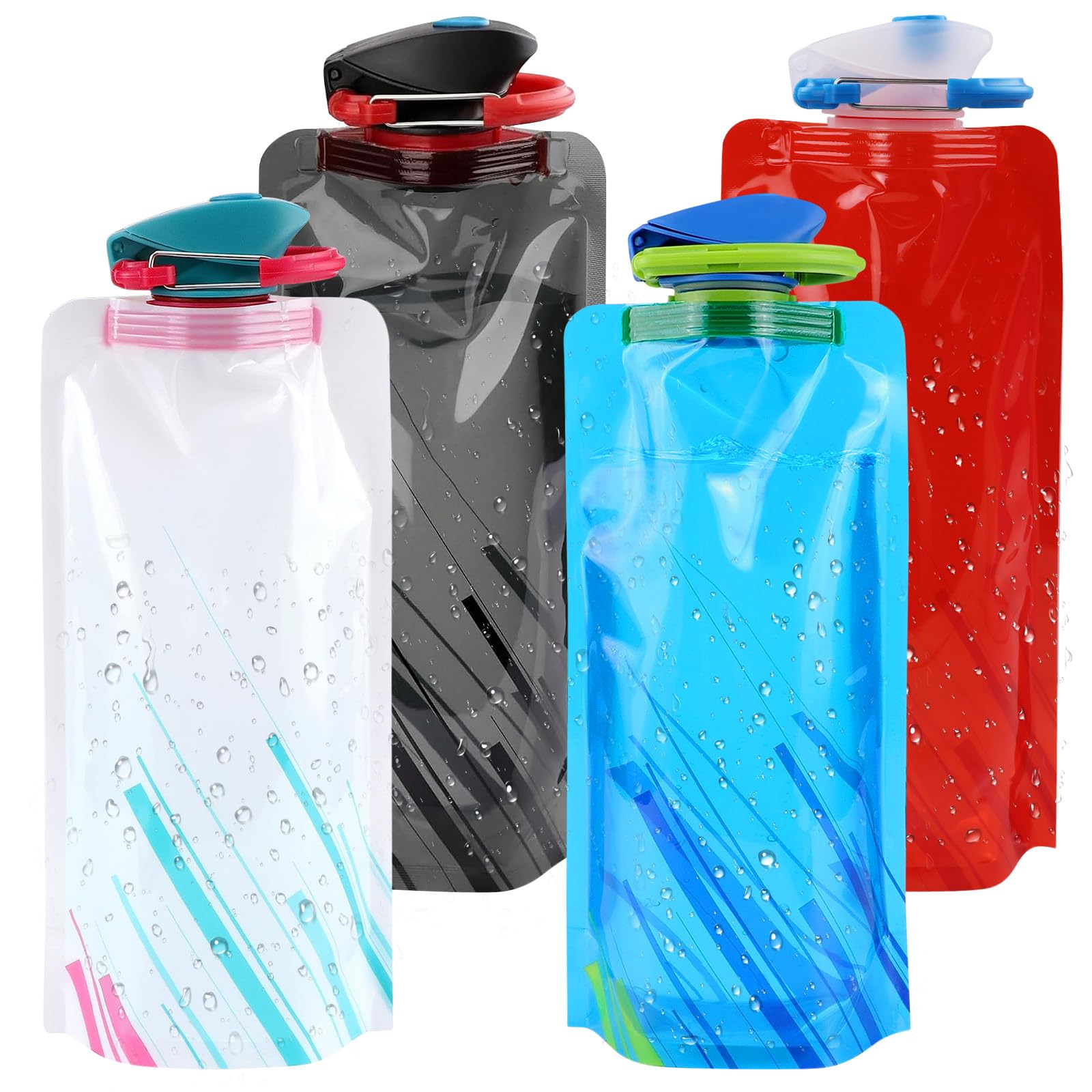 WEDAMOO 4 Pcs Collapsible Foldable 600ml Water Bottles