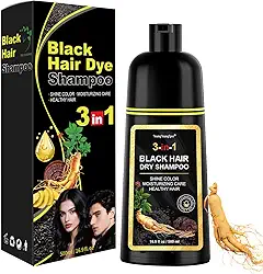 Xampu de tintura de cabelo preto para cobertura de cabelos grisalhos, fórmula herbal natural 3 em 1, suave e sem amônia, ação rápida e duradouro, xampu instantâneo para mulheres e