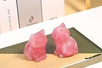 Vista 78 de QINJIEJIE Gato de obsidiana negra, decoración de Halloween, cristales y piedras curativas, estatua de piedra de gatos dormidos, escultura de piedras