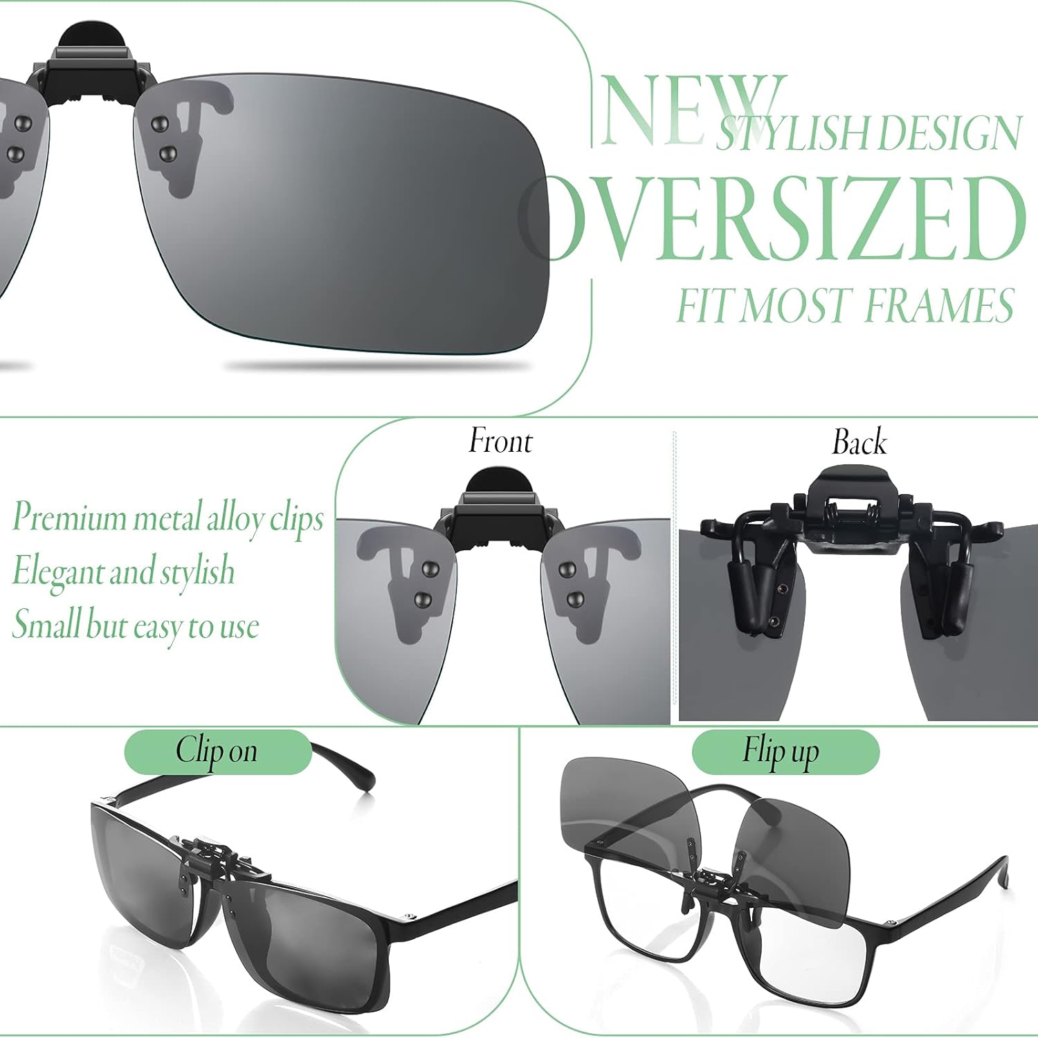 Weewooday 10 Pieces Polarized Clip-on Sunglasses Rimless Sunglasses for Women Men (Bright Colors,Large)