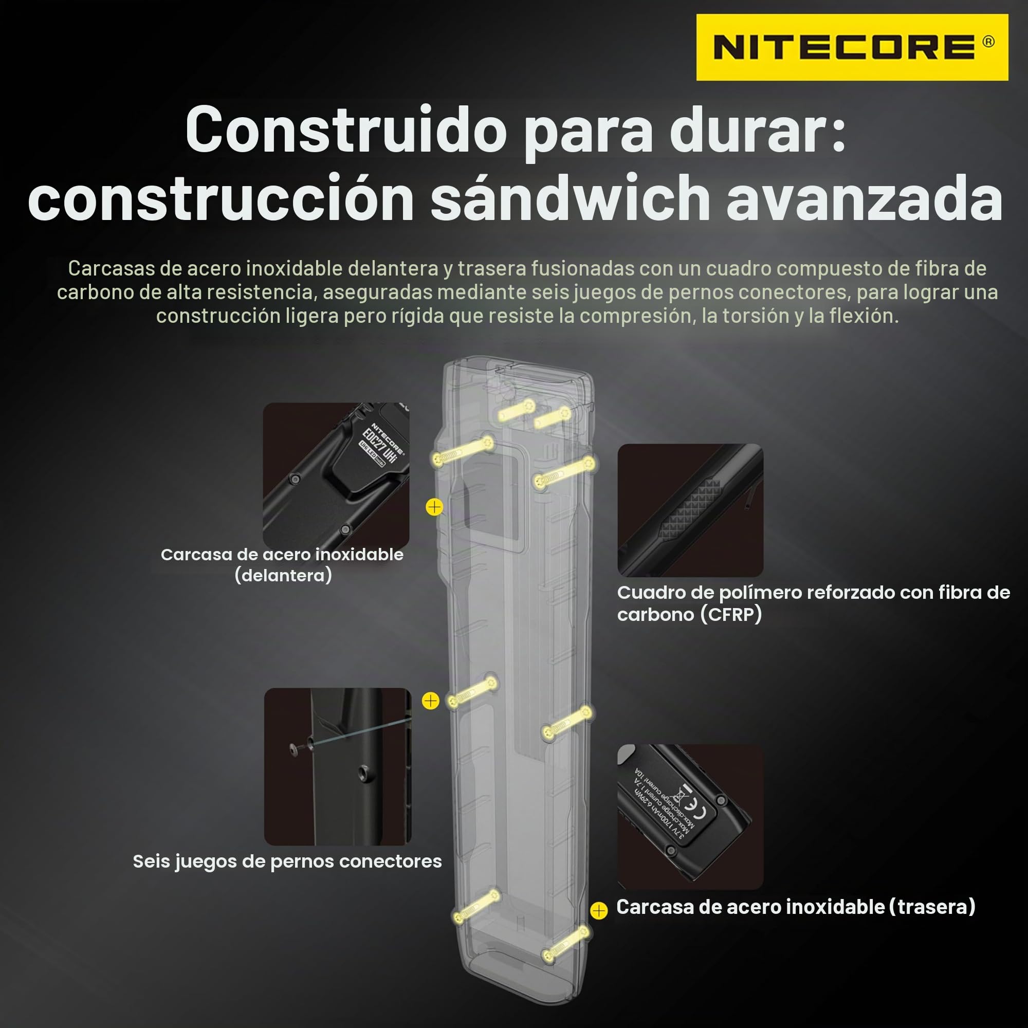 Nitecore EDC27 UHi 3100 lúmenes ultra delgada de alto rendimiento EDC linterna eléctrica con llavero retráctil