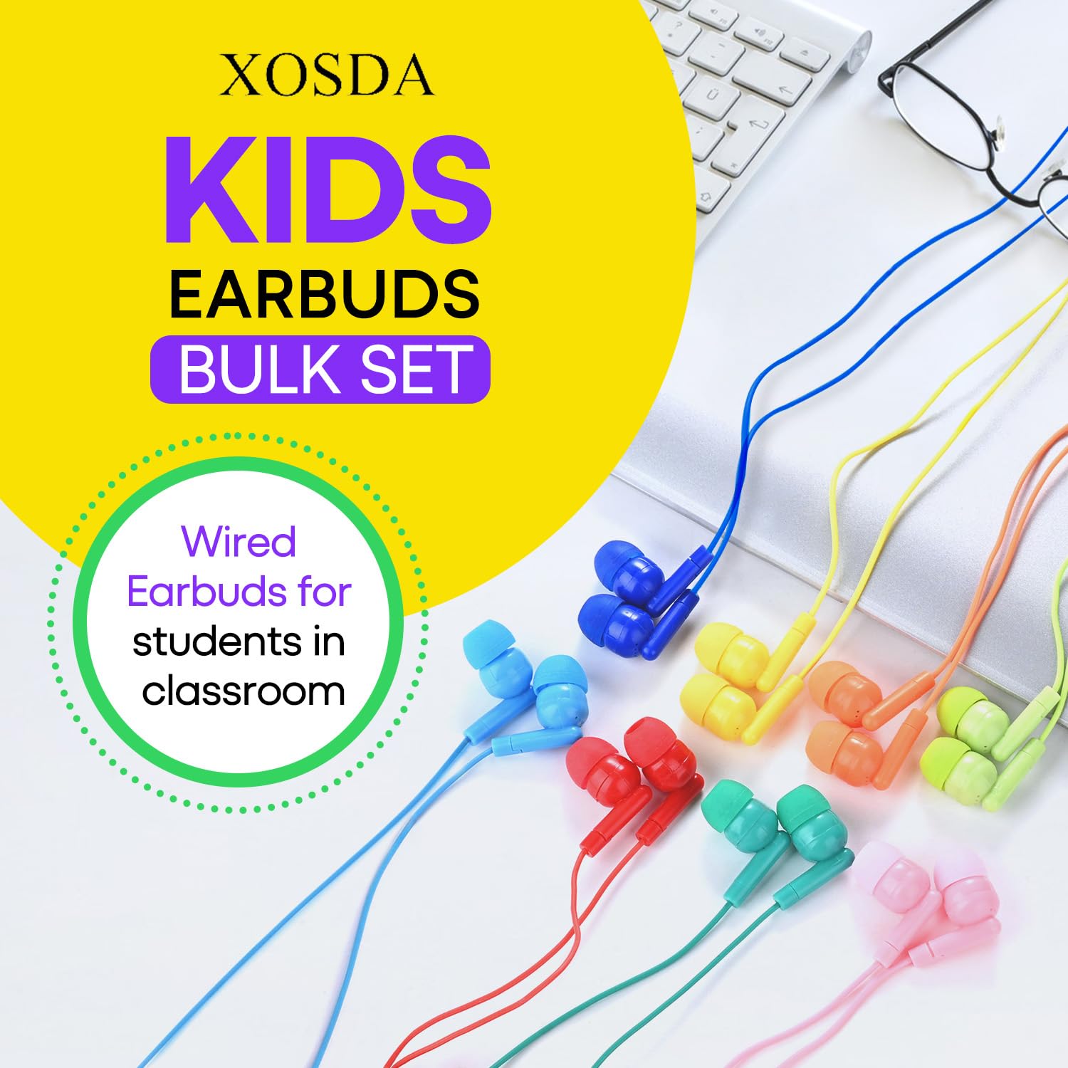 Confezione da 100 auricolari usa e getta per scuola, scuola, studenti, bambini, regali e adulti (colori misti)