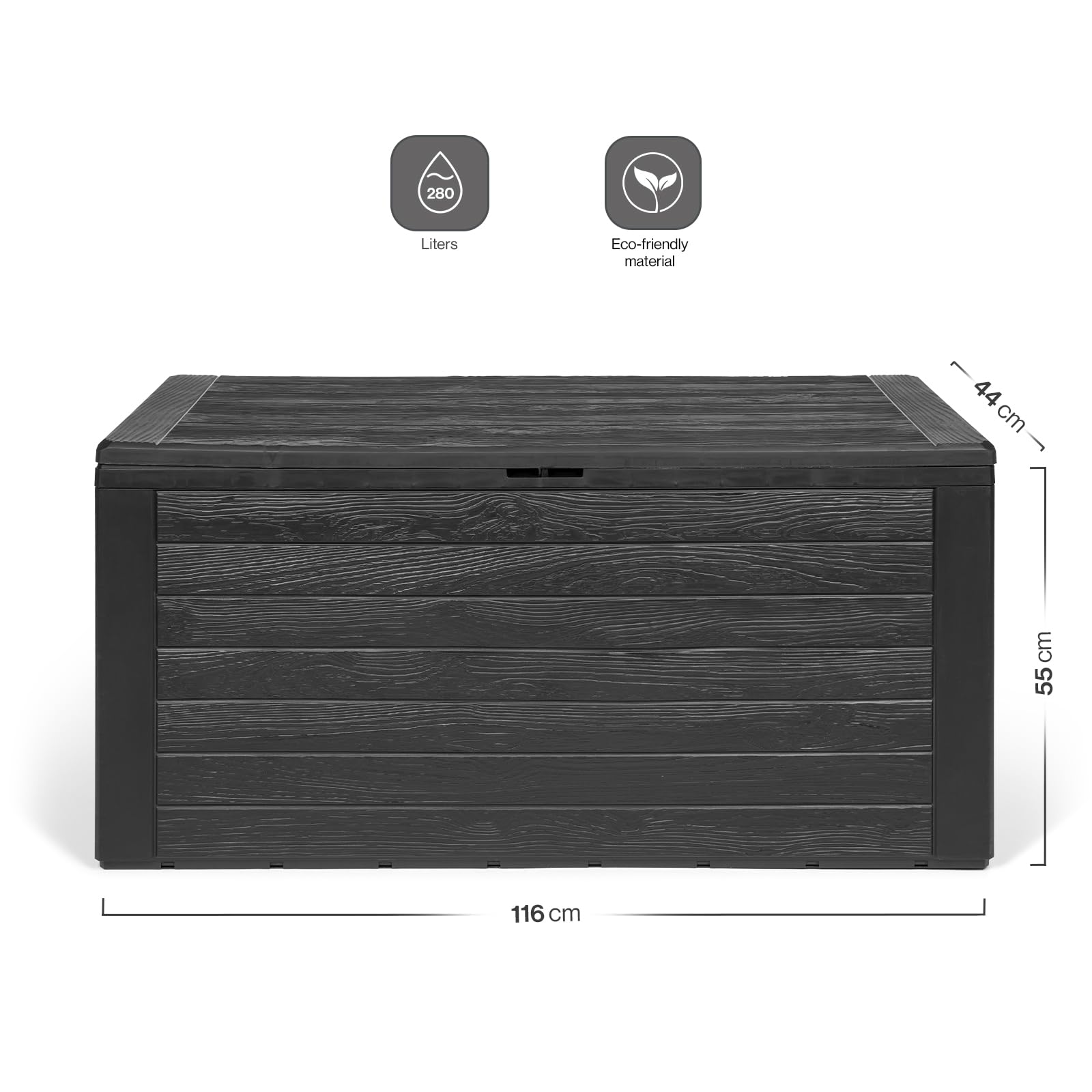 Kreher Kompakte Kissenbox/Aufbewahrungsbox in Anthrazit mit 280 Liter Nutzvolumen. Robust, abwaschbar und einfach im Aufbau!