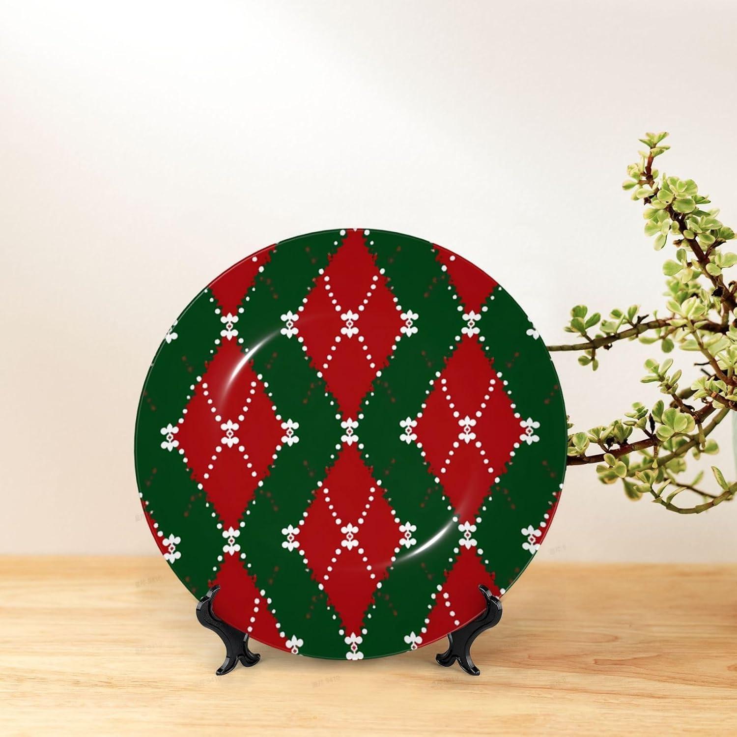 Rhombic Style Ceramic Plate Display Home Display With Stand Wall Hanging Plate For Home Decor 10 Inch