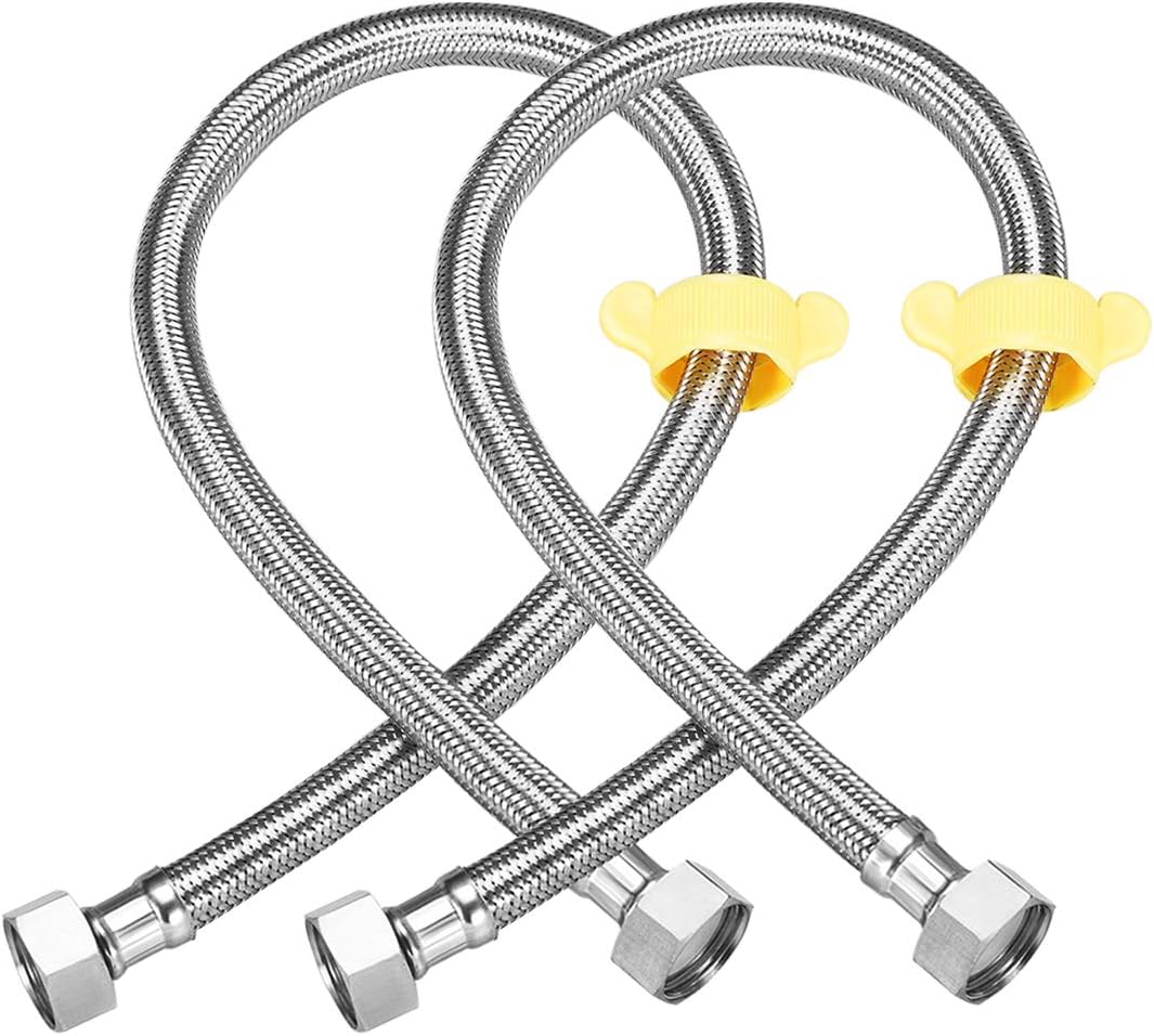 uxcell Faucet Supply Line Connector G1/2 Female x G1/2 Female 47 Inch Length 304 Stainless Steel Hose 2Pcs