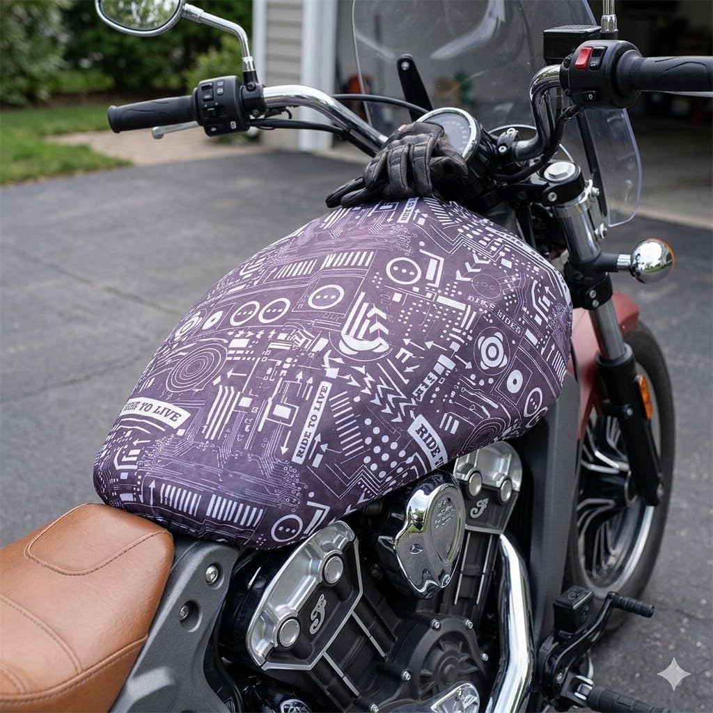Road Religion® Universal Motorcycle Fuel Tank/Petrol Tank Cover Ride to Live Printed Stretchable Tank Protector Cover | Scratch & Dust Protection for Bikes-image-36