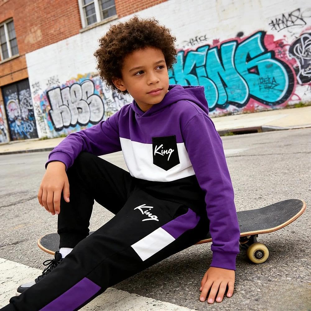 Size 6-12 Years Boys Fashion Clothes Spring Summer Short Sleeve Top & Pants Color Block Clothing Sets - Image 3