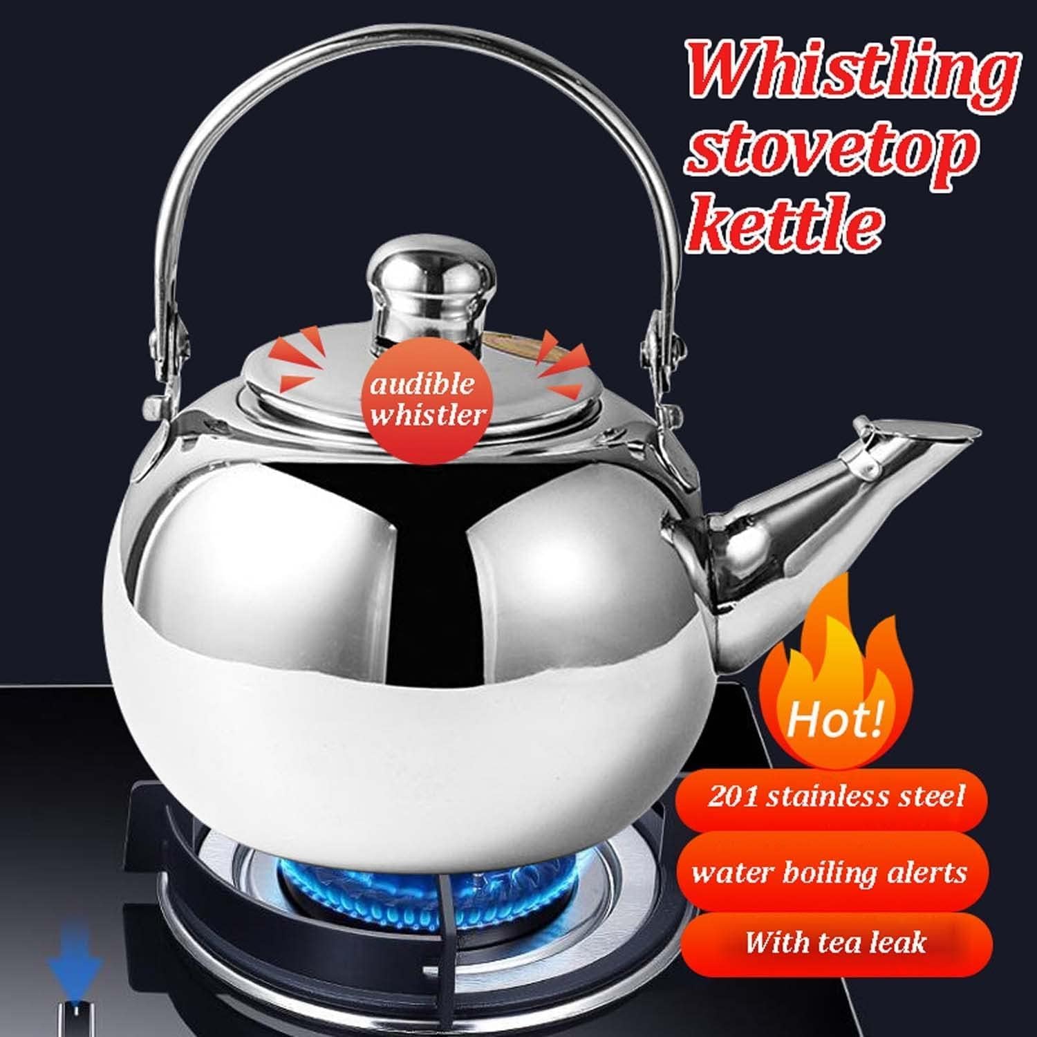 Stove Top Kettle Stainless Steel Whistling Kettle Small Kettle Teapot for Kitchen Gas Stove Induction Cooker Stovetop Kettle Kitchen,Steel-2L