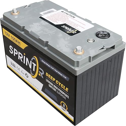Miniatura 2 de SPRINTR - Batería de ciclo profundo LiFePO4 de fosfato de hierro y litio de 12 V 50 AH con medidor de carga integrado, ideal para carritos de golf,