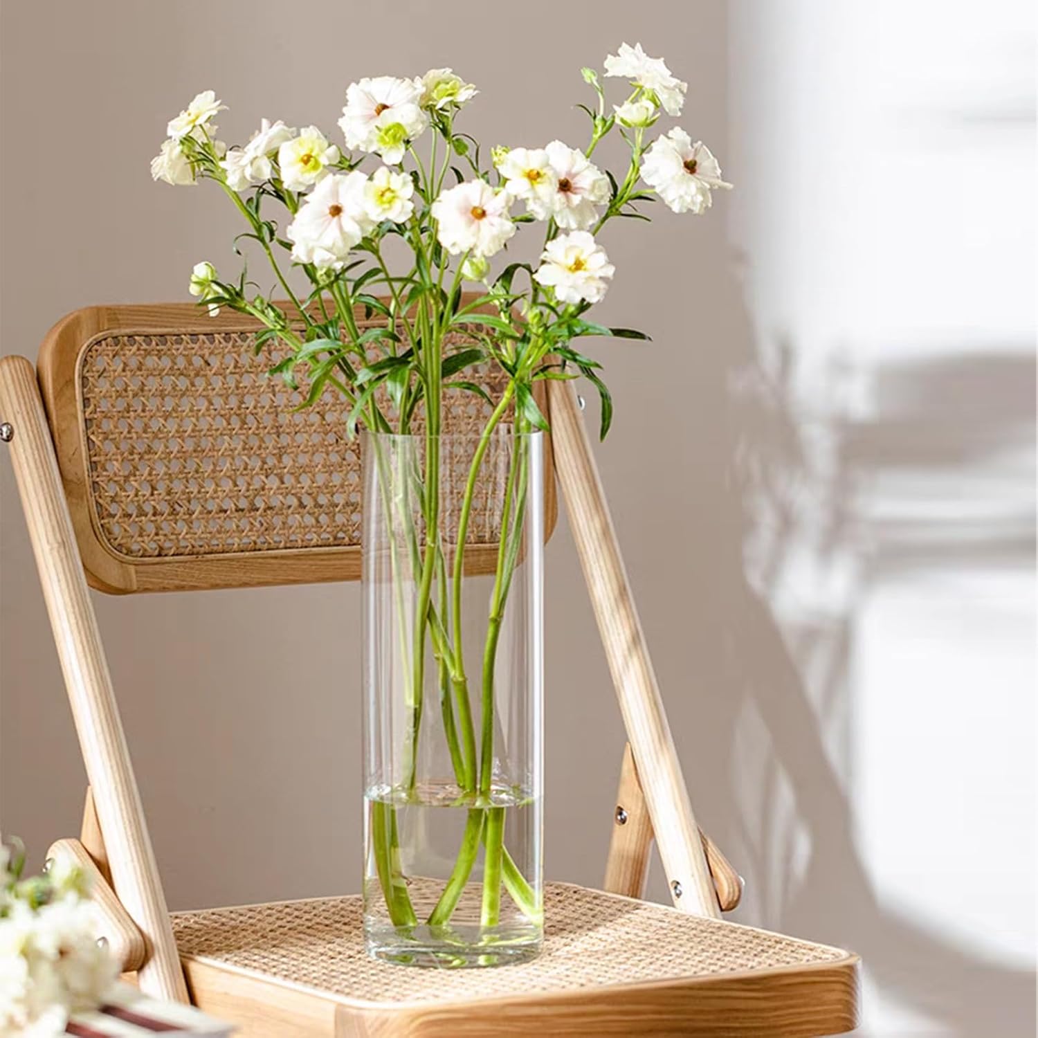 DARENYI Clear Glass Vase for Flowers, 12 inches Tall Cylinder Vase Decorative for Centerpiece, Living Room, Floating Candle, Office, Wedding or Gifts - Image 4