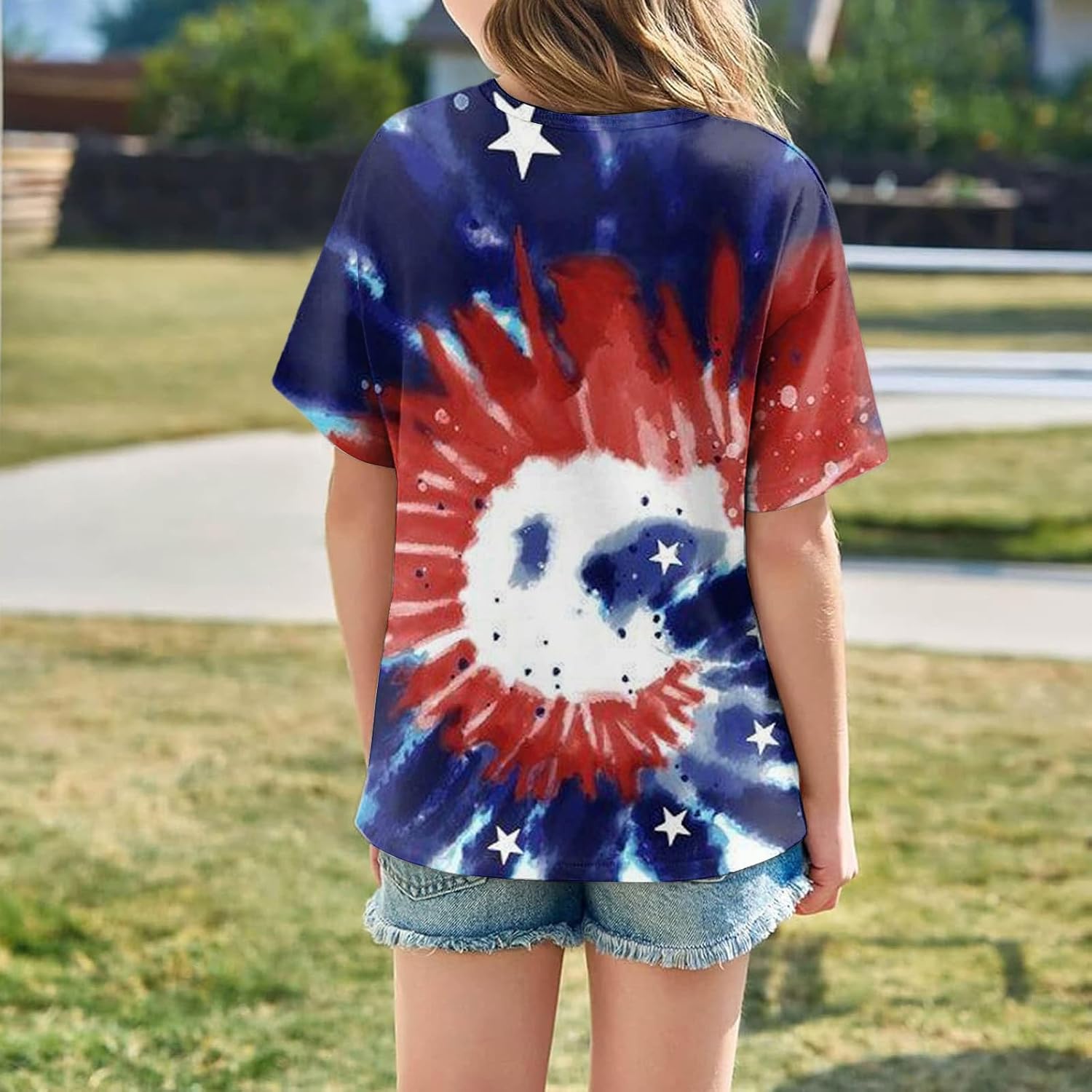 Girls Cute Short Sleeve Tshirt 4Th of July Patriot Clothes Kids Round Neck Shirts 250 Anniversary USA Outfits