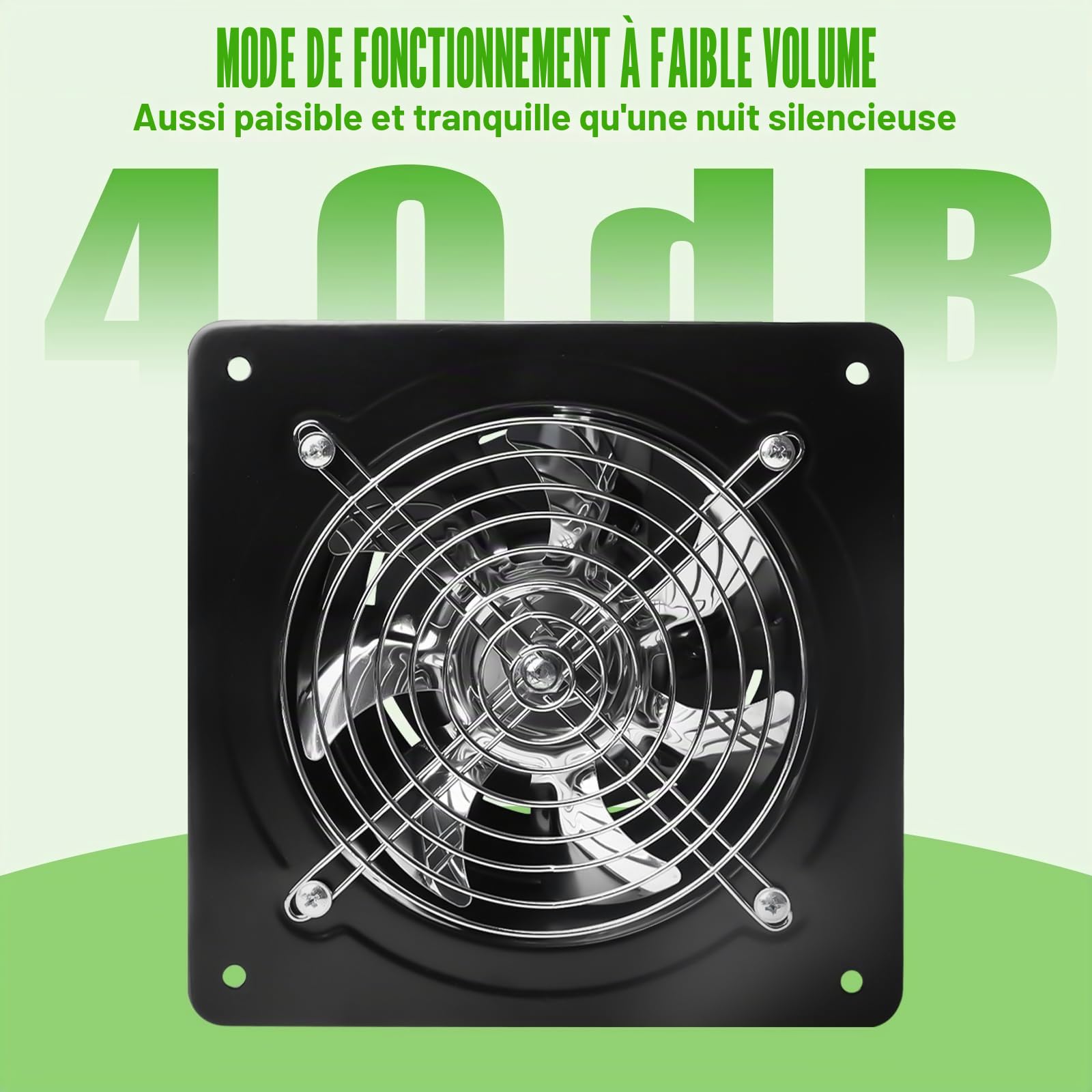 Aicharynic Ventilateur d'extraction d'air 150 mm 525 m³/h avec clapet de retour - Silencieux - En métal - 38 W - Prise européenne - Pour cuisine, salle de bain, garage, sous-sol - Noir
