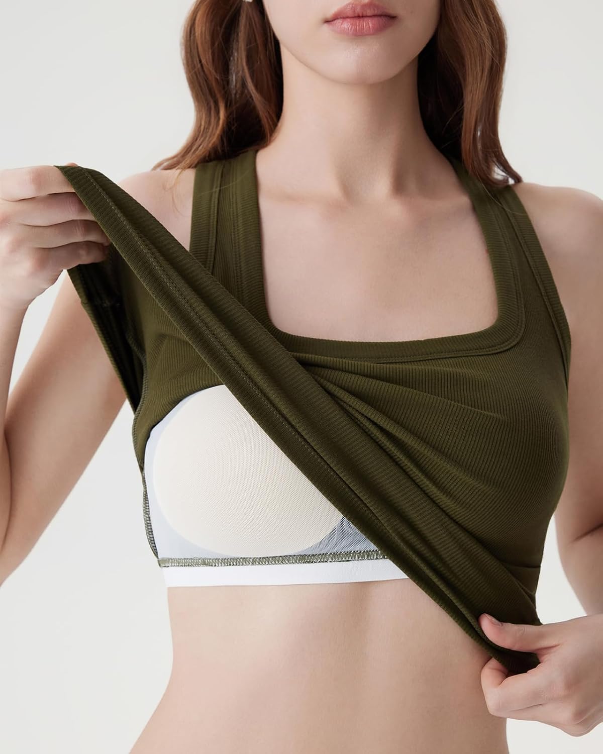 SUUKSESS Womens Padded Cotton Ribbed Tank Tops Square Neck Racerback Basic Tops - Image 4