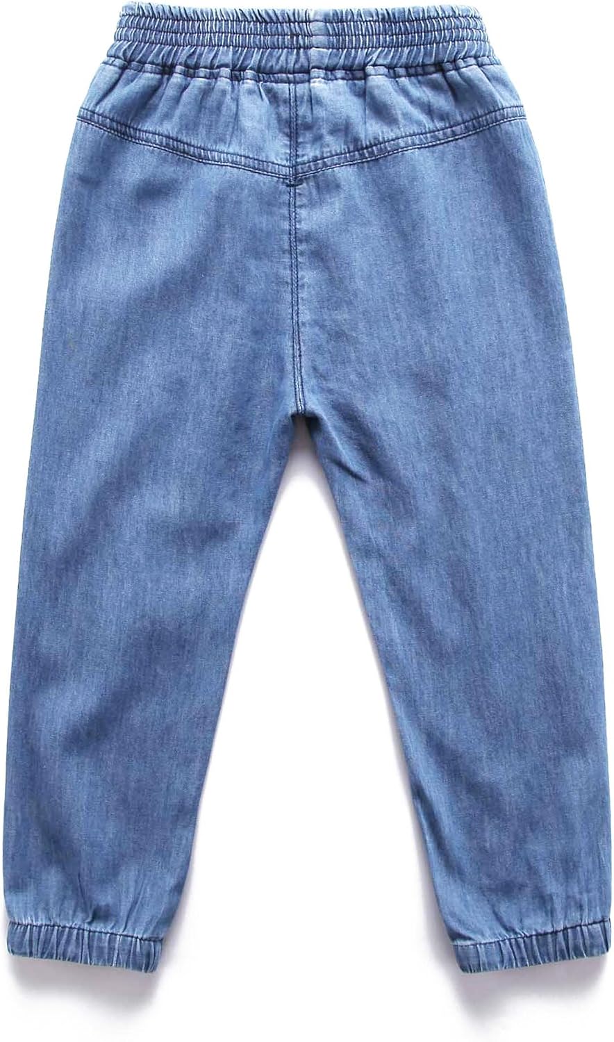 Happy Cherry Boys Blue Denim Pants Stretch Elastic Waist Loose Jeans with Pockets Pull on Denim Jeans for Kids