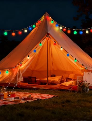 Miniatura 6 de Luces de Navidad multicolor de 50 pies para exteriores, tira de luces G40 con 27 bombillas LED de cerámica colorida (2 de repuesto), luces de árbol