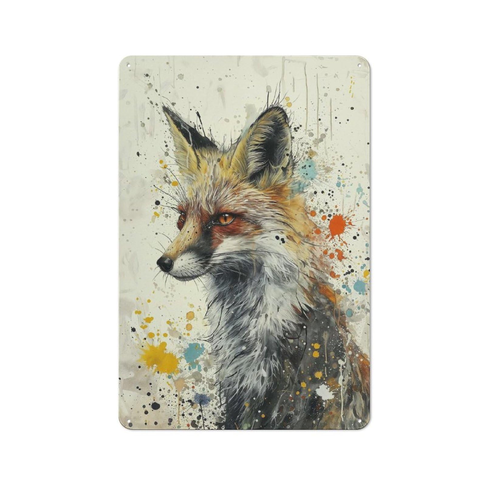 Junmoney Whimsical Fox Art Tin Wall Plaque 30X20cm With For Dining Room Or Kitchen, For Collectors Decorating Kitchens And Dining Spaces
