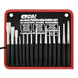 C&T 16-Piece Punch and Chisel Set With Storage Pouch, Including Taper, Cold Chisels, Pin, Center, Chrome Vanadium Steel