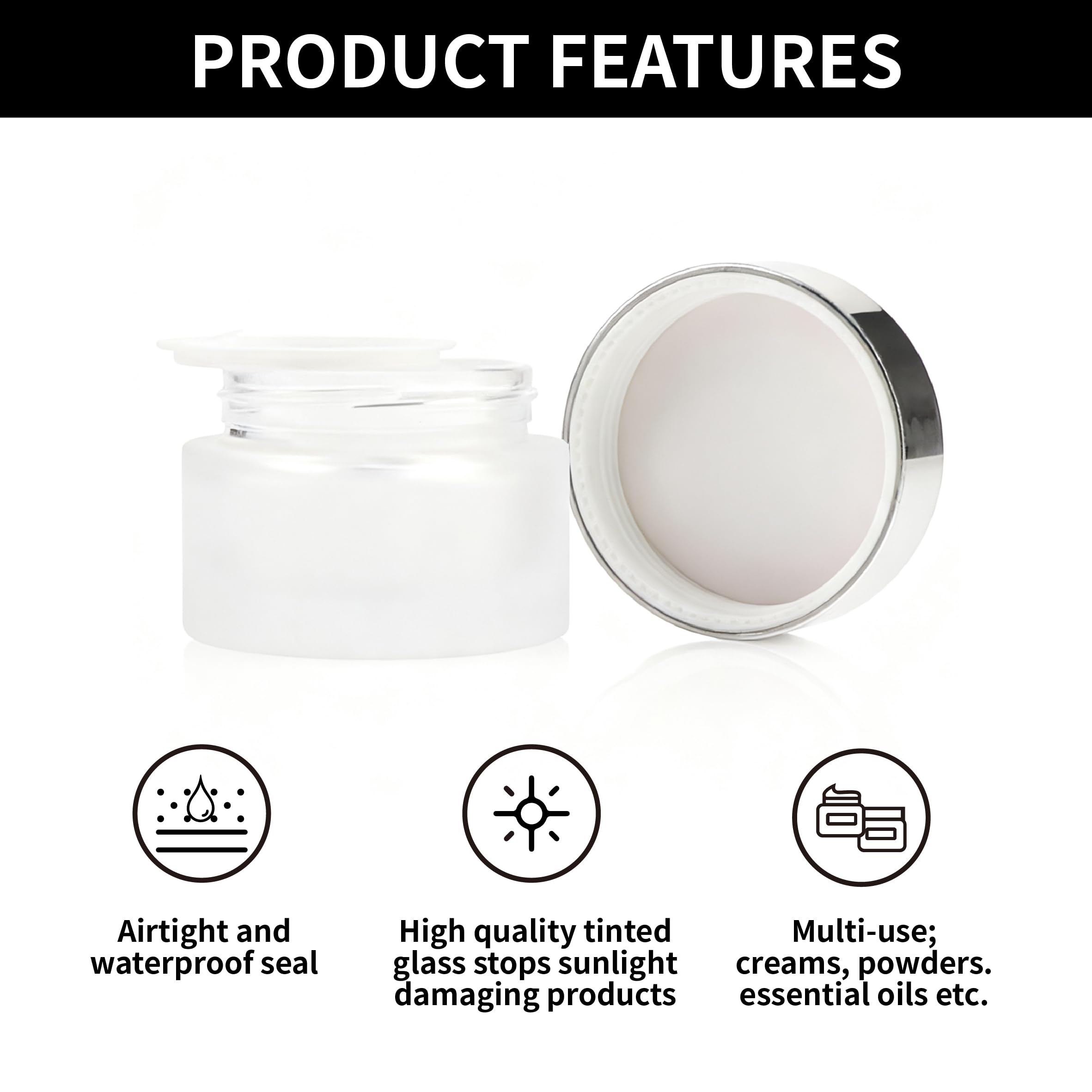 Set di 2 contenitori per crema, vasetti di crema da 50ml da riempire, piccoli vasetti di vetro con coperchio