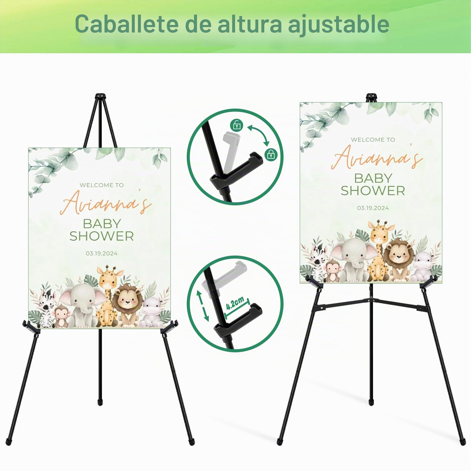 Caballete para carteles, caballete de exhibición para letrero de boda, soporte de póster de artista, trípode instantáneo plegable para pintura, caballete de metal ajustable de 168 cm con bolsa