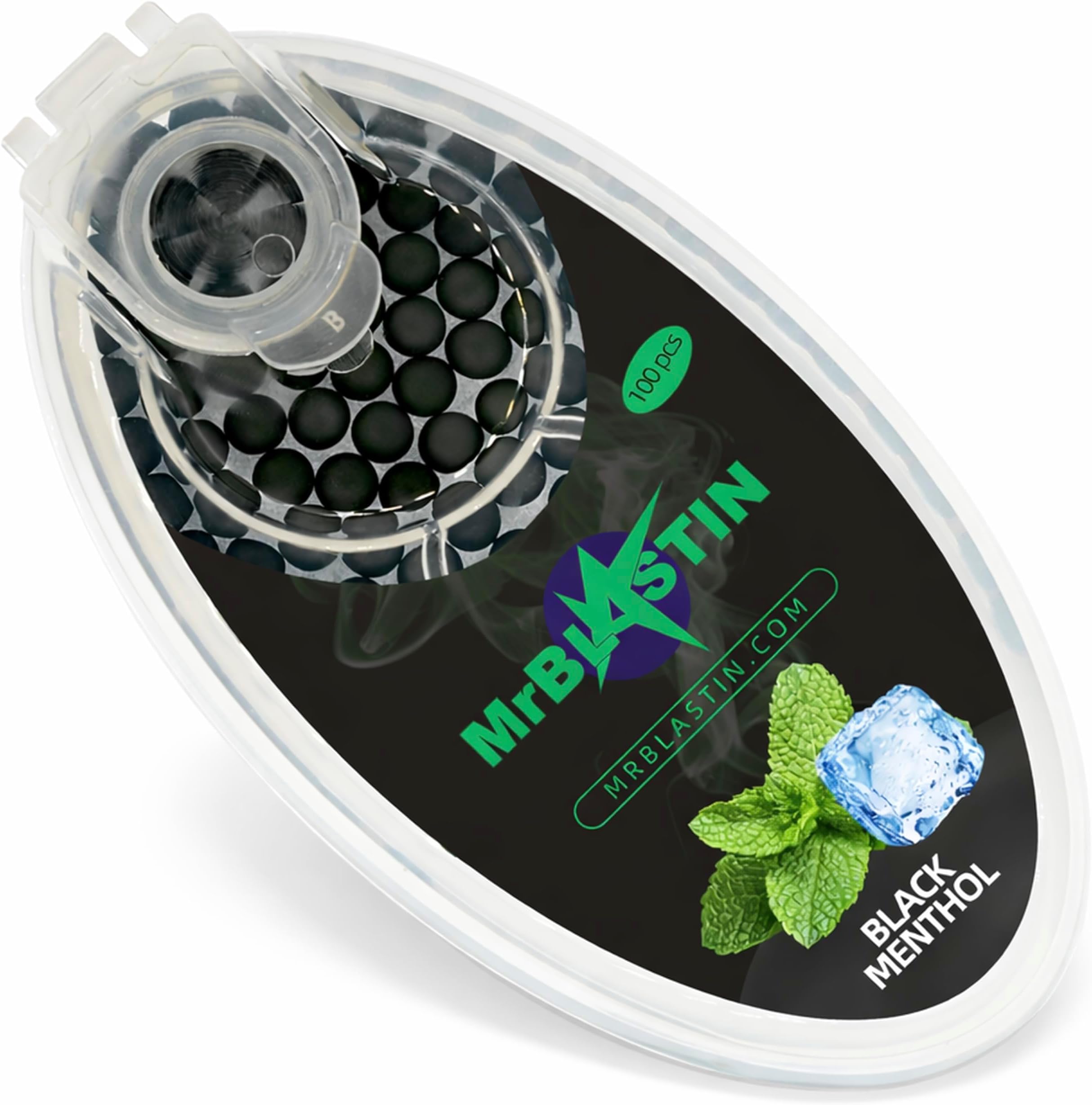 100 Black Menthol Cigarette Crushballs Pack Dispenser Case of Flavoured Pop Aroma Crush Balls Capsules for Filter Tips Insertion Click On Beads