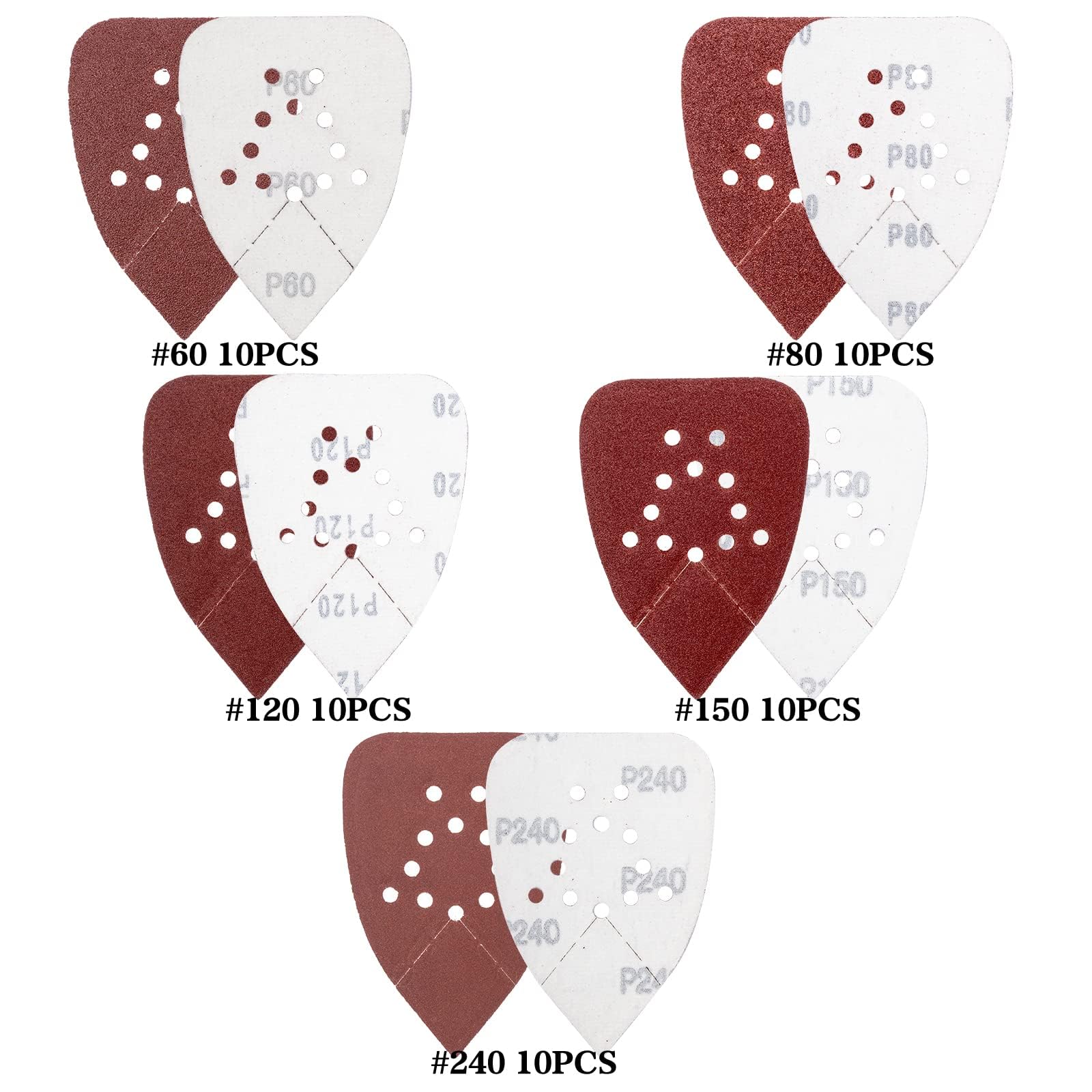 100 Fogli Abrasivi Per Levigatrice Mouse - 93x168mm, Grana 40-400, Con 4 Fori - Foto 2