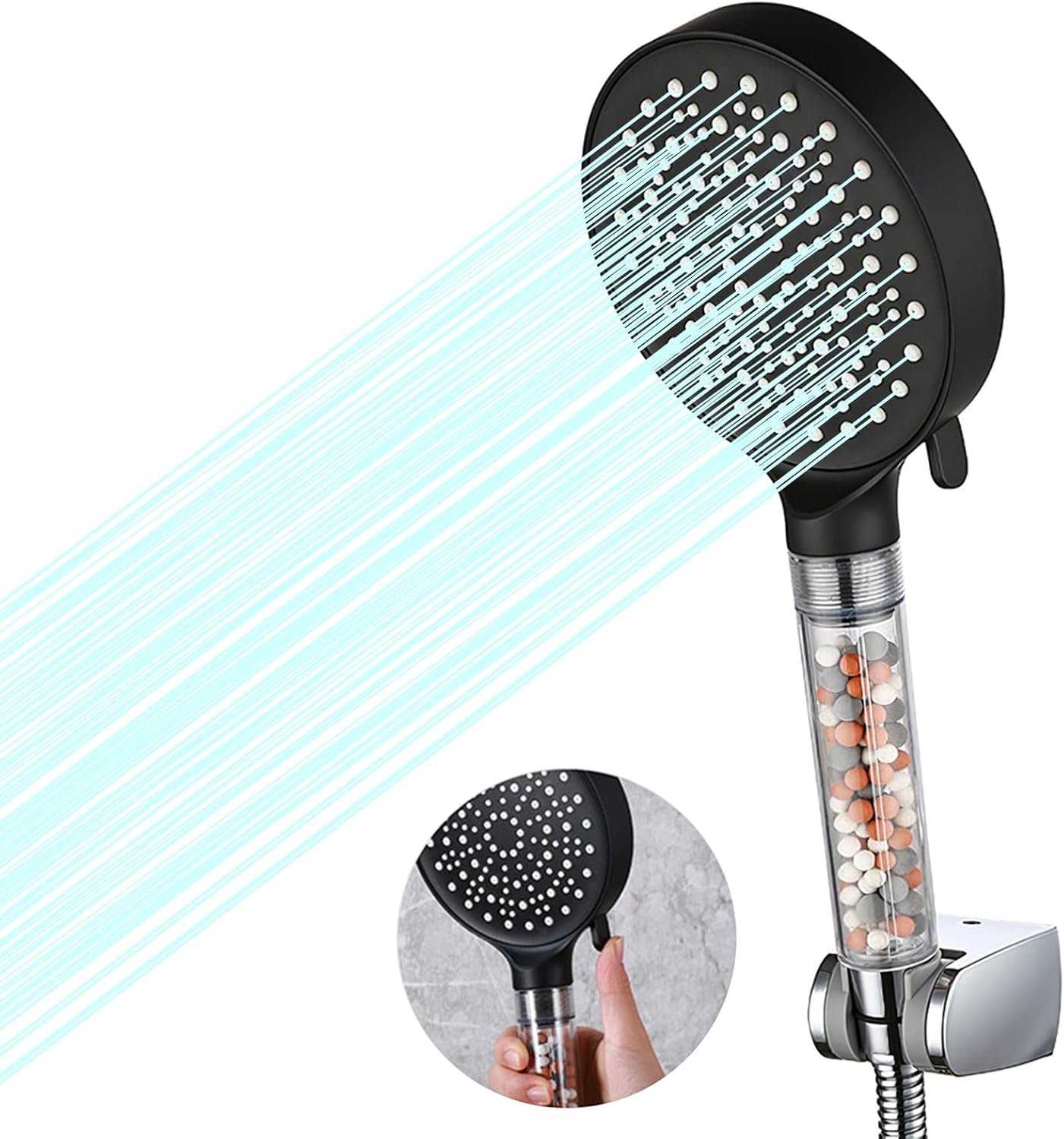 Shower Head,4 Modes with Pause Button High Pressure Shower Head with