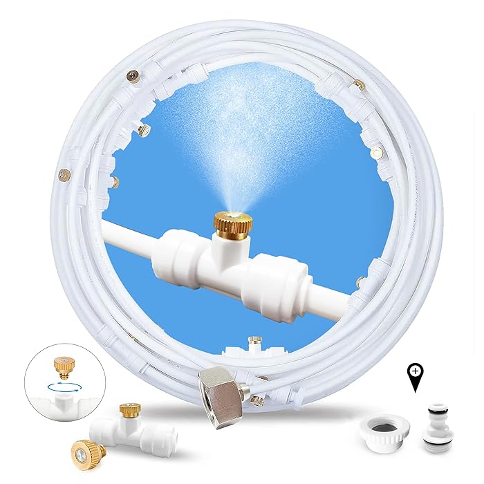 Buy Misters for Outside Patio, 80FT mist hose + a Brass Adapter(3/4
