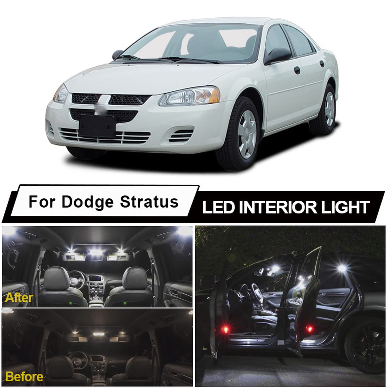 Ampoules de Lampe Automatique de Kit de lumière de Carte de dôme intérieur de LED de Canbus, pour des Accessoires d'éclairage de Voiture de véhicule de berline 1995-2006 de coupé de Dodge Stratus