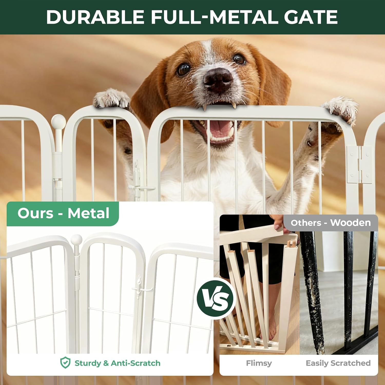 fxw dog gate extra wide designed for indoor use, adjustable width up to 219-inch wide (32" h 8 wire panels for small and medium dogs), white white up to 219" w?7 panels + 1 door? 32"h