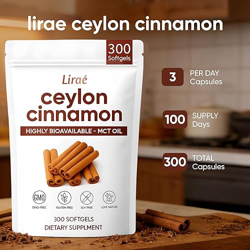 Miniatura 7 de LIRAE Canela de Ceilán, Ceilán canela suave 7200 mg, con aceite MCT, extracto de hierbas altamente biodisponible para energía, apoyo cardíaco y