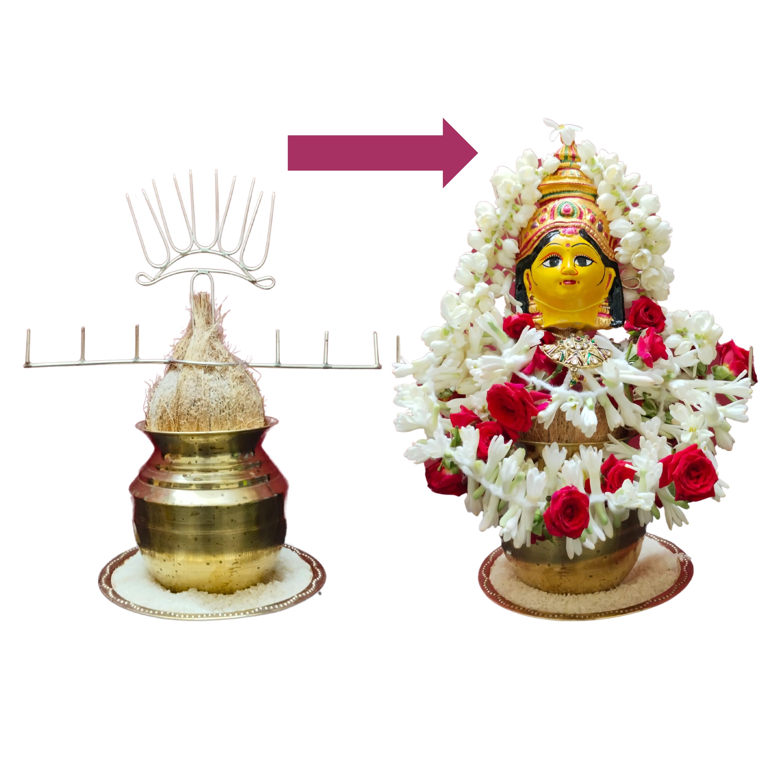 Anciently Varalakshmi Pooja Kalasam Flower Stand Stick | Varalakshmi Pooja Stand | Varalakshmi Pooja Decoration Items, Metal, 1 Set 4