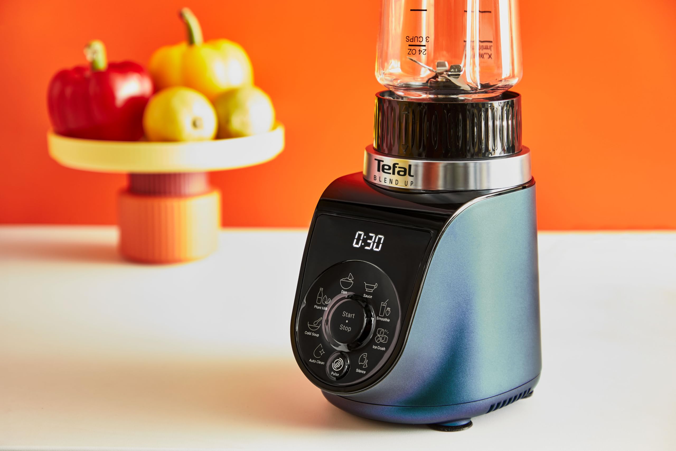Tefal Blend Up Mini-Mixer, 8 automatische Programme, Pulsfunktion, abnehmbare Powelix-Klingen, inkl. 2 On-the-Go-Flaschen (400 + 700 ml), Silence-Modus, kompaktes Design, 1000 Watt, Blau, BL19H4F0