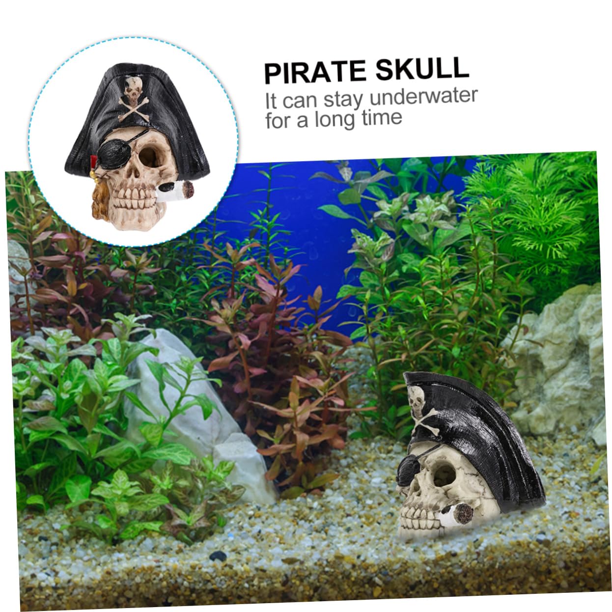 Ornamento in Resina A Forma di Teschio Pirata per Acquario Decorazione per Halloween Pirata