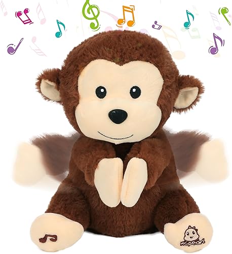 Miniatura 1 de Hopearl Monkey - Juguete musical interactivo de peluche que canta con forma de mono aplauso, adorable regalo eléctrico para niños, marrón, 11