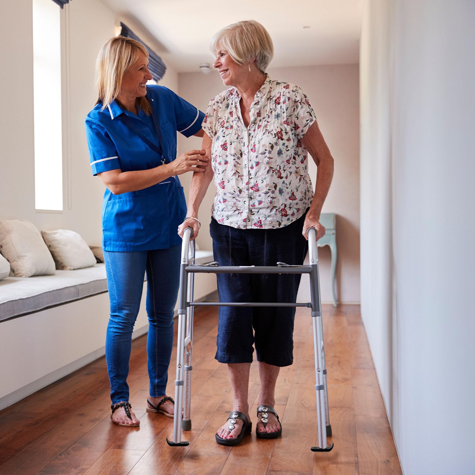 Datanly 8 Pcs Universal Walker Wheel Kit 5 Inch Sport Wheels and Ski Glides Rubber Universal Walker Caster Wheel with 8 Height Adjustable, Replacement Rollator Accessories