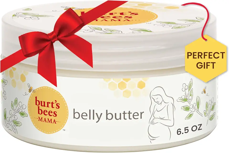 Burt's Bees Mama Belly Butter, Stretch Mark Cream for Pregnancy Massages Body & Reduces Scar Appearance, Prenatal & Postnatal Tummy Skin Care, Shea Butter & Vitamin E Rich Formula, 6.5 Oz Tub