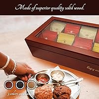 Vista 9 de BJOYFUL&LOVED BJL Organizador de bolsitas de té, caja de té de madera con 8 compartimentos, soporte de gran capacidad para almacenamiento