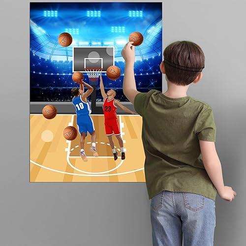 Miniatura 6 de PLULON Póster de baloncesto con 30 calcomanías de baloncesto para niños y niñas, decoración de pared para fiestas de cumpleaños, actividades en el