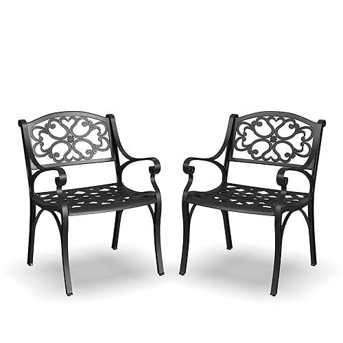 Sanibel Black Stationary Cast Aluminum Outdoor Dining Chair (2-Pack), 2