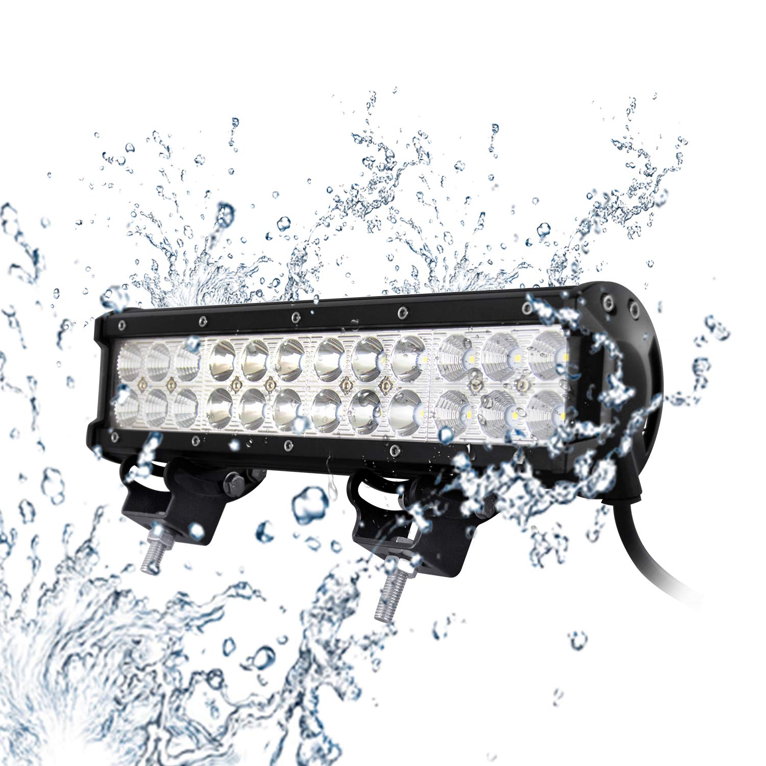 PICAA Barre LED, 12 Pouces 30.5 cm 72W Double Rangée Rampe a LED étanche