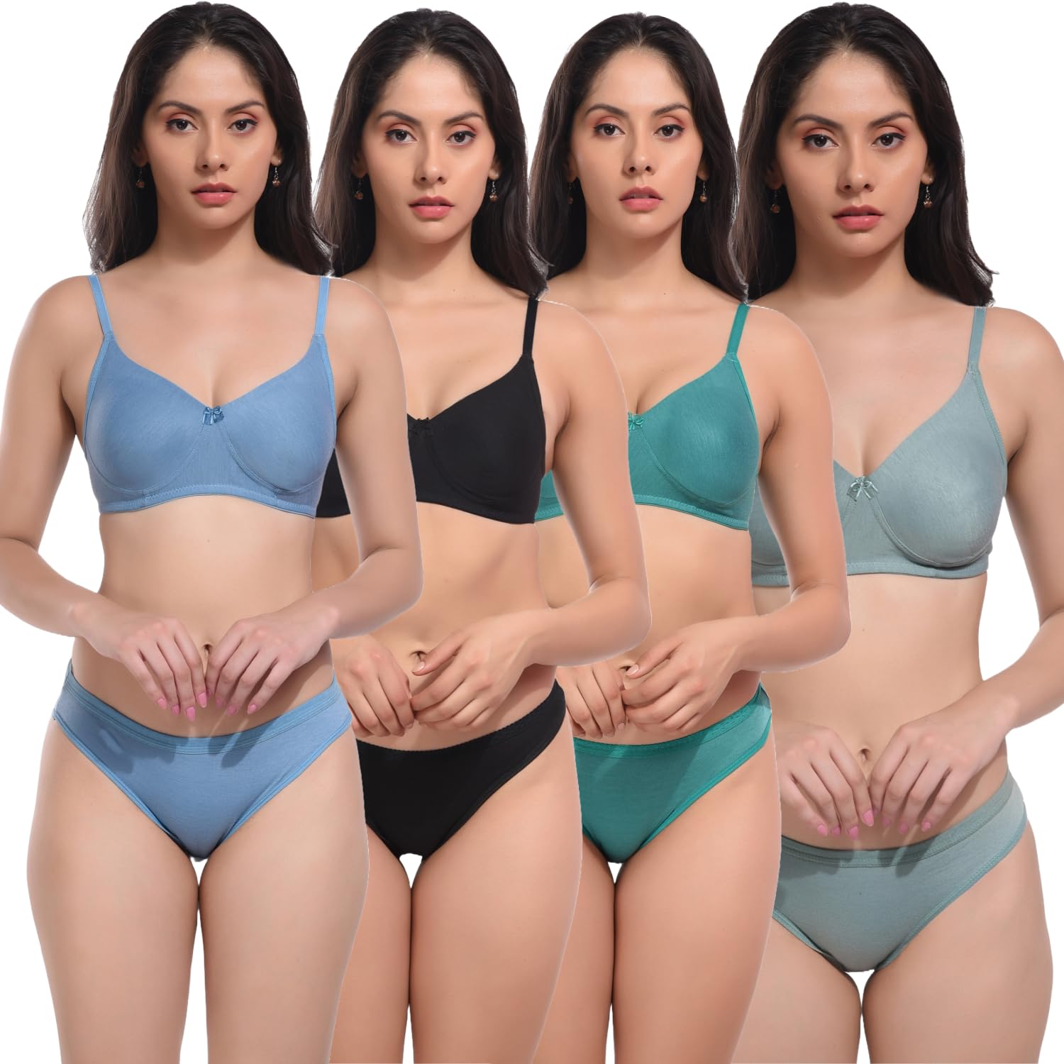 Bra Panty Set Women Everyday Lingerie Set Non Padded| Push up Bra Panty Set|Panty Bra Set for Women Pack of 4-image-15
