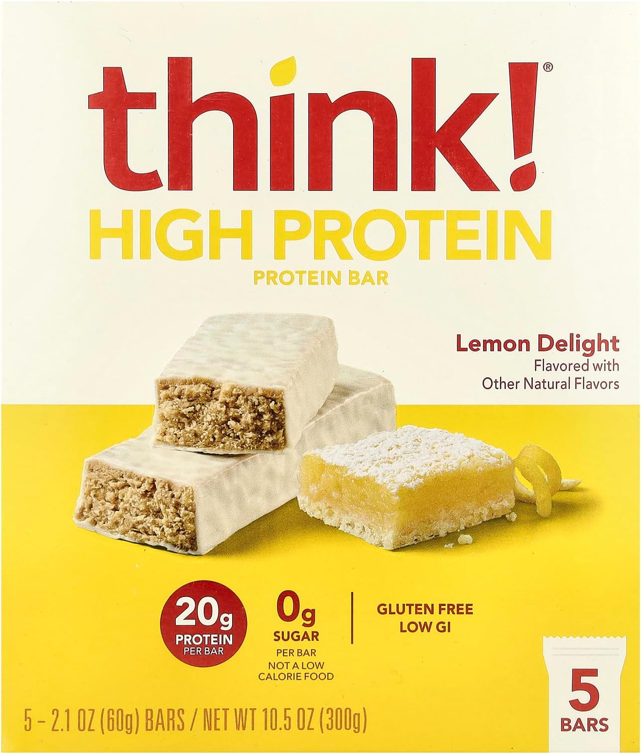 thinkThin High Protein Bars Lemon Delight - 5 Bars (one pack)