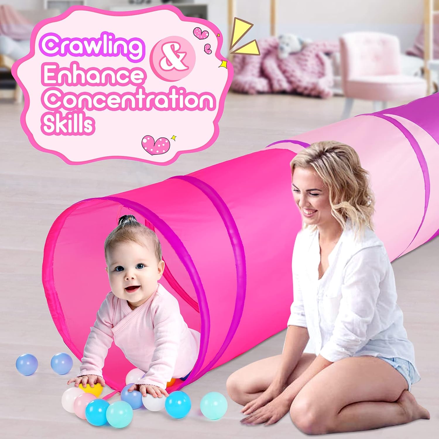 Kids Play Tunnel Tent for Toddler, 6-ft Pop Up Crawl Tunnel Toy for Baby Infant Children or Dog Cat, Collapsible Gift for Boy and Girl Play Tunnel Indoor and Outdoor Game (Colorful Crawling Tunnel) : Toys & Games