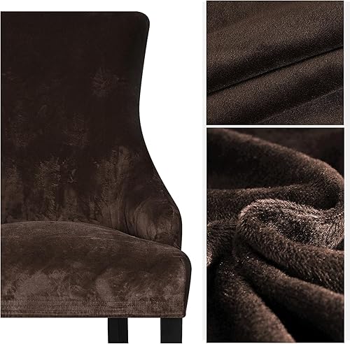 Miniatura 4 de Lellen Funda elástica de terciopelo para silla con respaldo de ala, funda protectora reutilizable para comedor, banquete, decoración del hogar, etc.